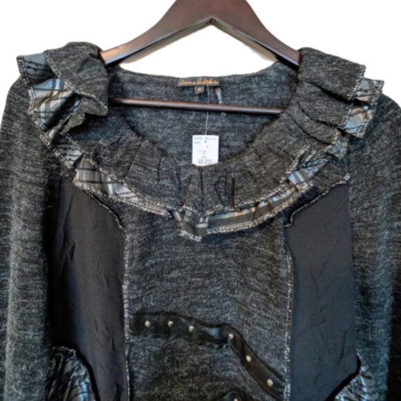 NWT Jane & John Sweater with Taffeta and Vegan Leather Accents Size M - Picture 2 of 11